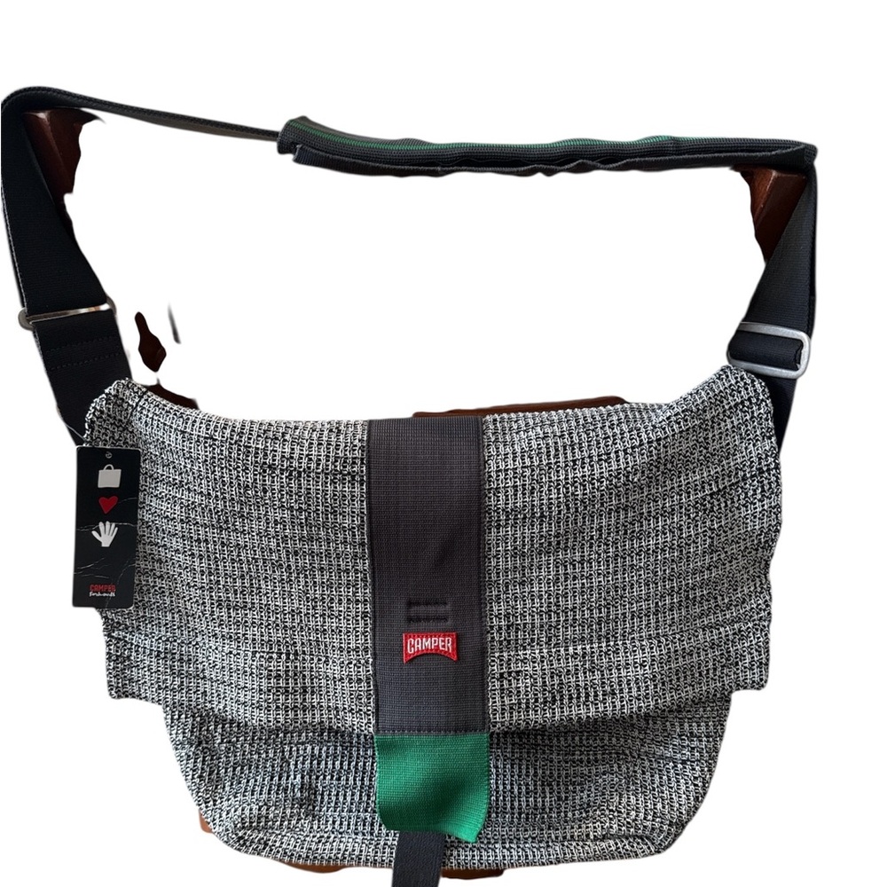 Camper paper unisex messenger big bag gray  Black and green